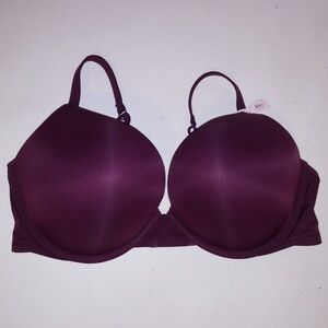 Victoria's Secret Satin Plunge Bra in Deep Plum - 34DD